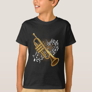 T-shirt Trumpet Player Musical Notes Jazz Music Art