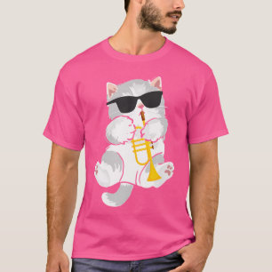 T-shirt Trumpeter Chat Trumpet Joueur Marche Bande