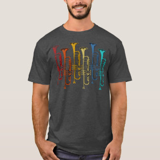 T-shirt Trumpeter, musicien de jazz rétro, trompette color