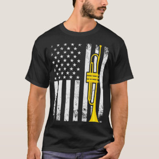 T-shirt Trumpeter Trumpet Drapeau patriotique Trumpet
