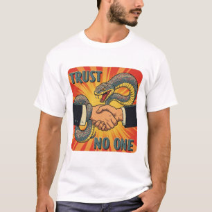 T-shirt "Trust No One - Retro Snake Handshake Art  