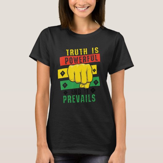 T-shirt Truth Powerful Black Fist Prevail, Pride Black His (Devant)
