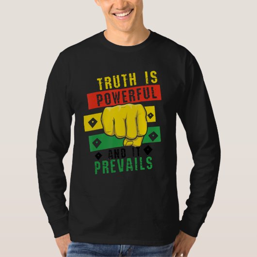 T-shirt Truth Powerful Black Fist Prevail, Pride Black His (Devant)