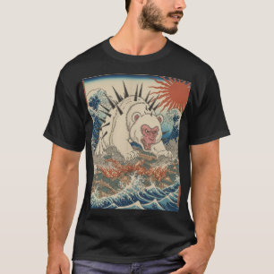 T-shirt Tsunami du singe blanc hérissé
