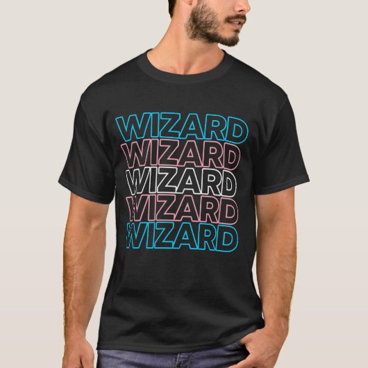 T-shirt TTRPG Wizard, classe Trans Pride (Devant)