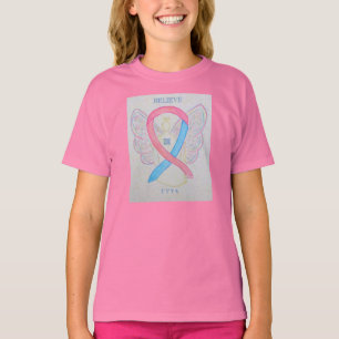 T-shirt TTS Pink/Blue Awareness Ribbon Angel Custom Shirt