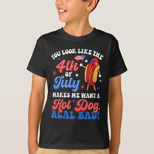 T-shirt Tu As L'Air Du 4 juillet Hot Dog Real D Ameri (Devant)