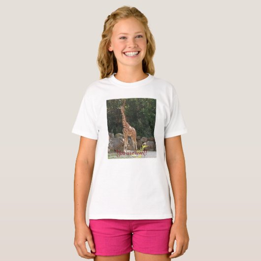 T-shirt Tu es aimé, Giraffe (Devant entier)