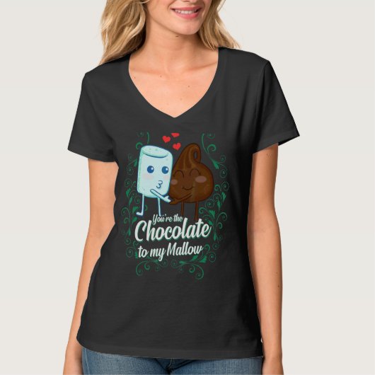 T-shirt Tu es le chocolat à mon couple de mallow (Devant)