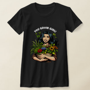 T-shirt Tu Grandis Fille Amoureux des Plantes rétro amus