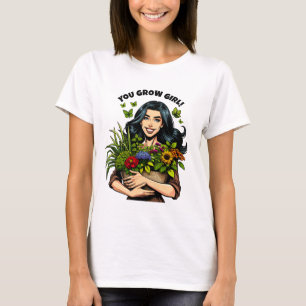 T-shirt Tu Grandis Fille   Amoureux des Plantes rétro amus