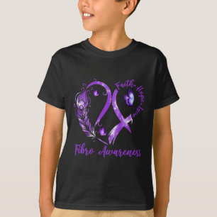 T-shirt Tu Heart Butterfly Purple Ribbon Fibro Sensibilisa