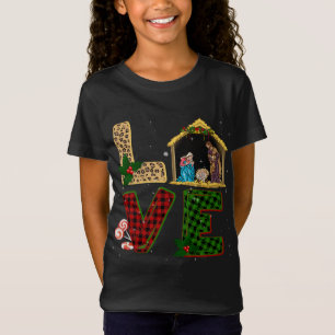 T-Shirt Tu Leopard Plaid Nativité de Noël Costume Christ