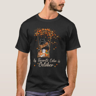 T-shirt Tu Ma Couleur Favorite Est Octobre Chat Noir Thank