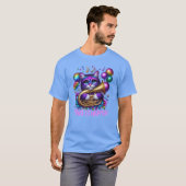 T-shirt Tuba Jouer Chat Psychedelicuba Chat (Devant entier)