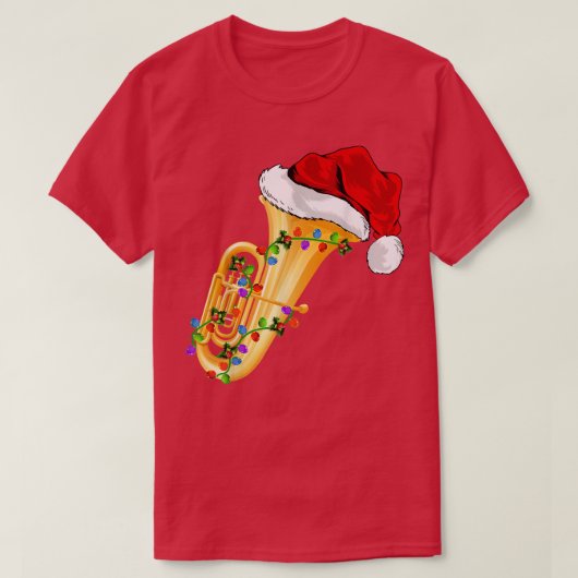 T-shirt Tuba Music Amour Xmas Éclairage Santa Hat Tuba Chr (Design devant)