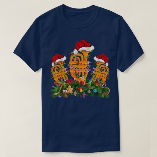 T-shirt Tuba Music Amour Xmas Éclairage Santa Hat Tuba Chr (Design devant)