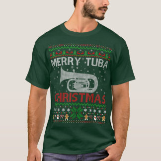 T-shirt Tuba Music Lover Xmas Lighting Ugly Merry Tuba Chr