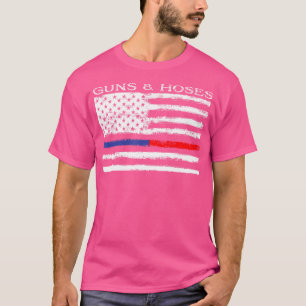 T-shirt Tubes à pistons mince Ligne Rouge Bleue Police inc