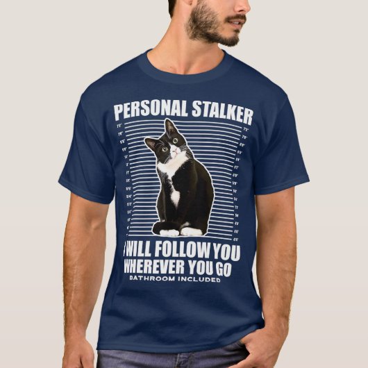 T-shirt Tuedo Chat Personal Stalker Funny Chat Kitten Cade (Devant)