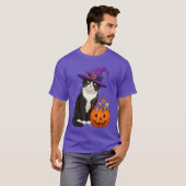 T-shirt Tuedo Witch Cat Halloween Candy Basket for Men Wom (Devant entier)
