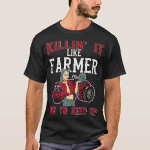 T-shirt Tuez-Le Comme Un Fermier Une Fille Pilote De Tract