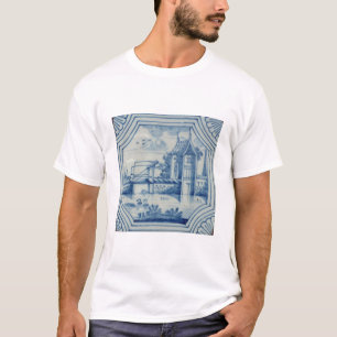 T-shirt Tuile de Delft montrant un pont-levis au-dessus