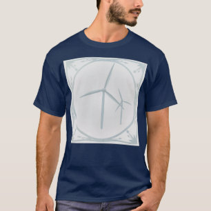 T-shirt Tuile de style blauw Delft avec éoliennes