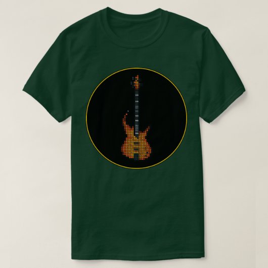T-shirt Tuile Pixel Burning Fire Bass Guitare dans un Ci N (Design devant)