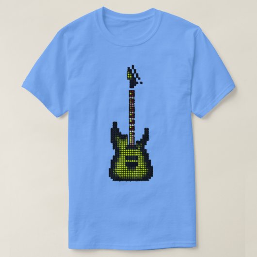 T-shirt Tuile Pixel Green Burst Electric Guitare vers le h (Design devant)
