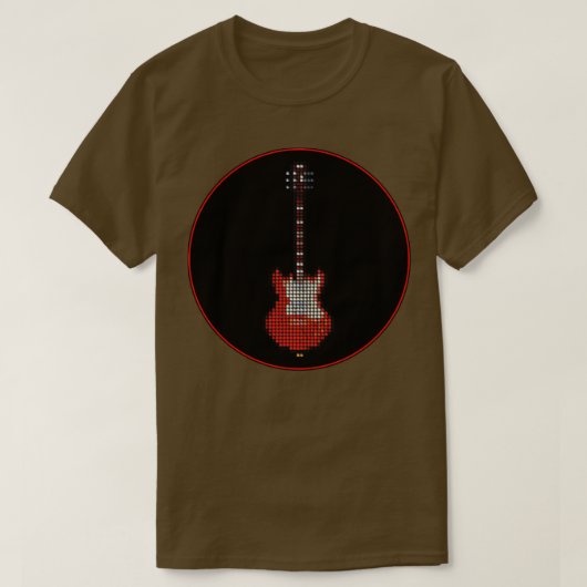 T-shirt Tuile Pixel Red Pixie Guitare dans un cercle noir (Design devant)