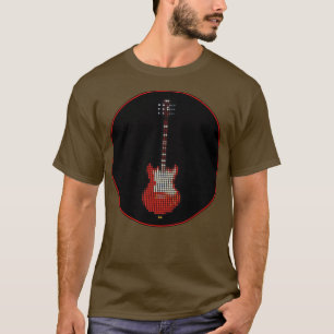 T-shirt Tuile Pixel Red Pixie Guitare dans un cercle noir