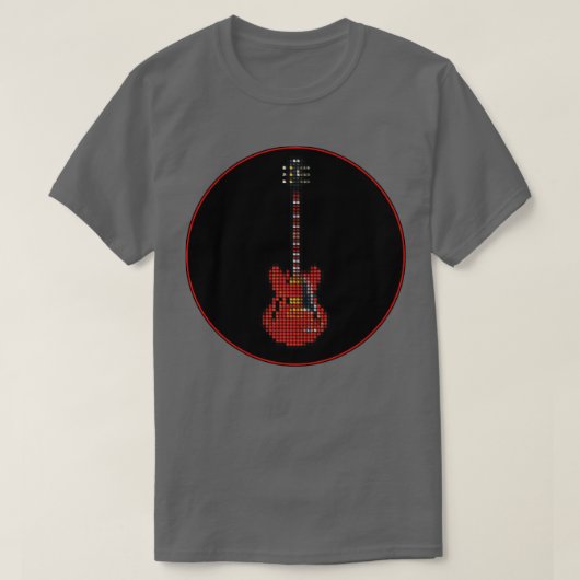 T-shirt Tuile Pixel Red SG Guitare dans un cercle noir (Design devant)
