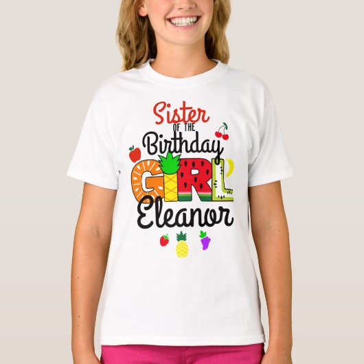T-shirt Tuitti Fruity Soeur de la fille d'anniversaire (Devant)