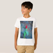 T-shirt Tulipe rouge sur ardoise gris bleu (Devant entier)