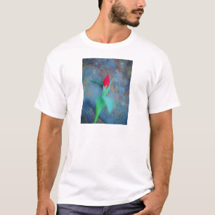 T-shirt Tulipe rouge sur ardoise gris bleu