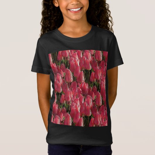 T-Shirt Tulipes roses florales (Devant)