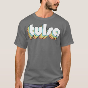 T-shirt Tulsa Retro Typographie Arc-en-ciel style défraîch