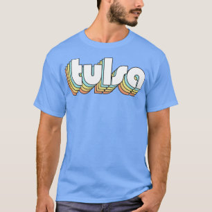 T-shirt Tulsa Retro Typographie Arc-en-ciel style défraîch