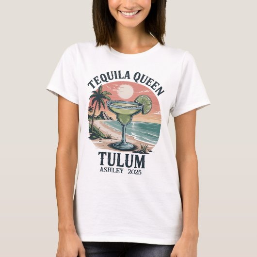 T-shirt Tulum Bride Bachelorette Shirt (Nom Personnalisé A (Devant)