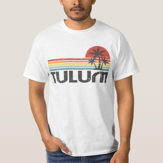 T-shirt Tulum Mexique - Plage mexicaine Retro Sunset Vinta (Devant)