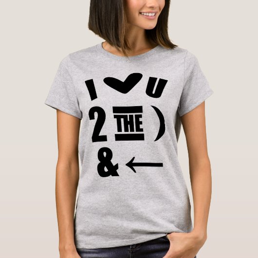 T-shirt Tumblr I Love U 2 La Lune et le dos (Devant)