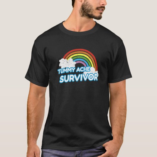 T-shirt Tummy Ache Survivor Stomach Ache IBS Rainbow (Devant)