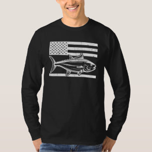 T-shirt Tuna cool Drapeau américain Pêche Rod Tuna pêcheur