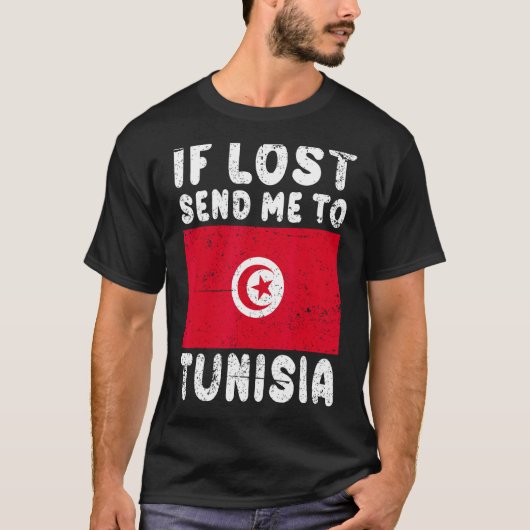 T-shirt Tunisia Flag Souvenir  If lost send me to Tunisia (Devant)