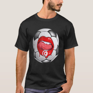 T-shirt Tunisie Fan de football Drapeau tunisien Bouche