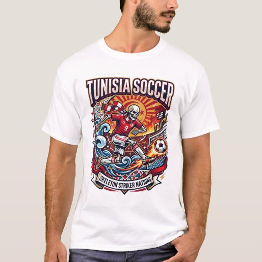 T-shirt Tunisie Foot Skeleton Attaquant Nations Premium Sp (Devant)