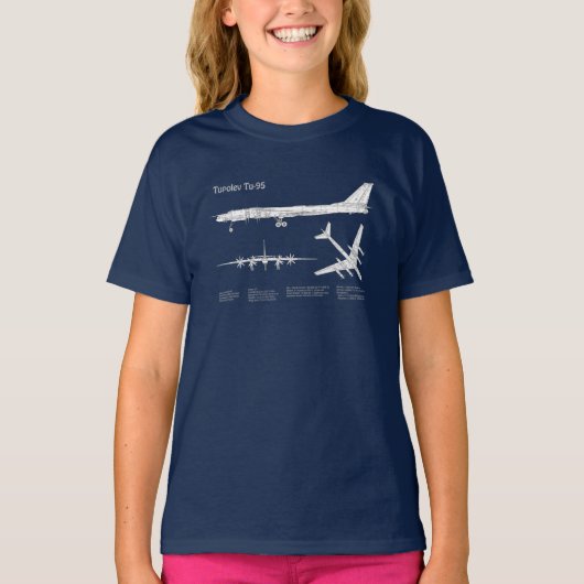 T-shirt Tupolev Tu-95 - Plan directeur de l'avion ABD (Devant)