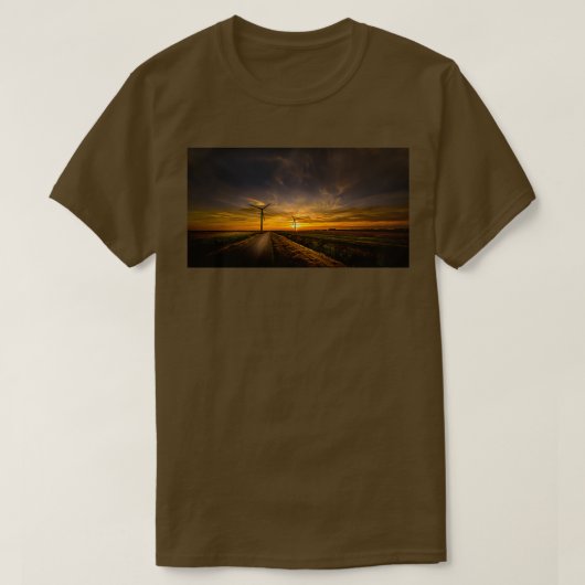 T-shirt Turbine éolienne du lever du soleil (Design devant)