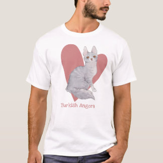 T-shirt Turc Angora Chat Aquarelle Kitty Coeur rose